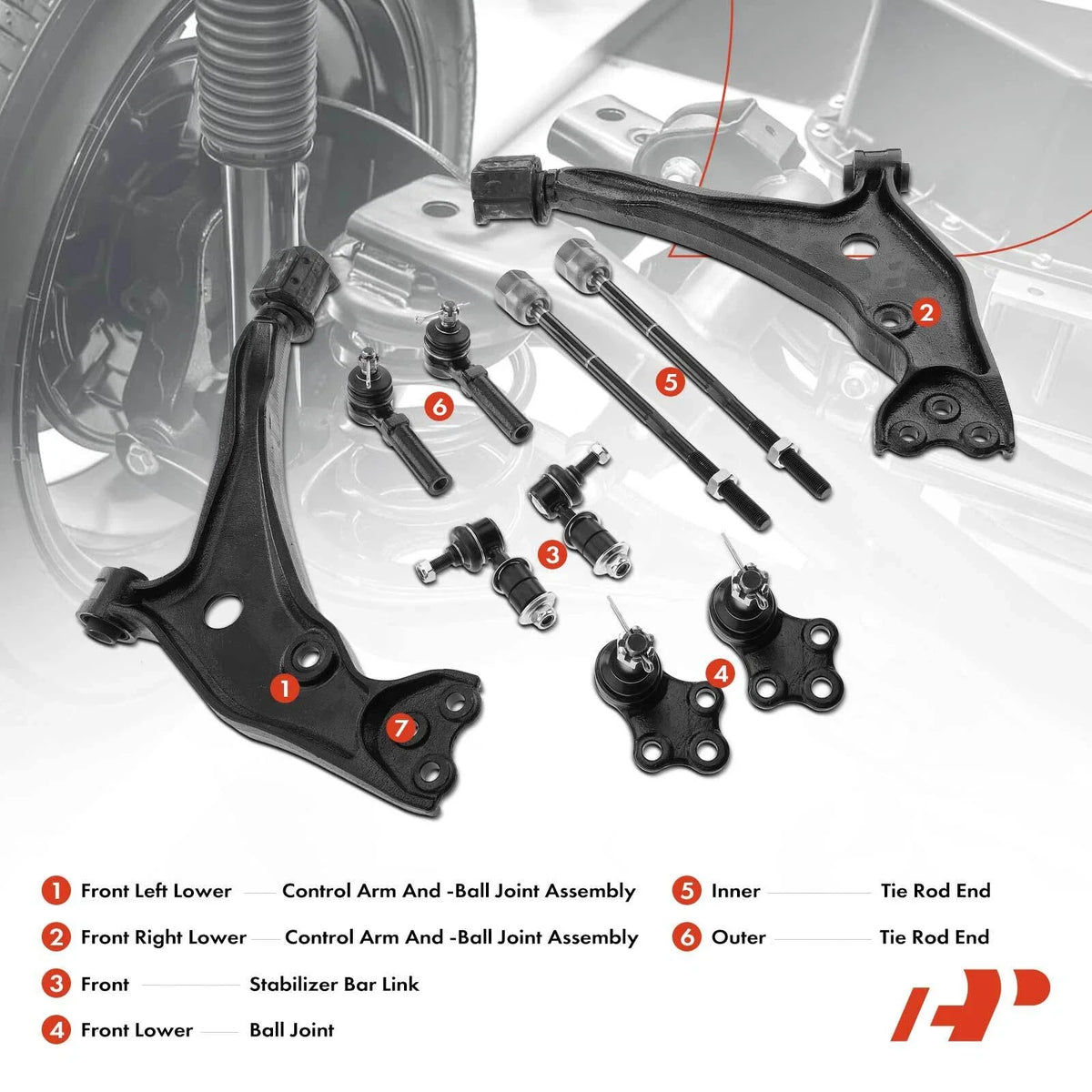 10x Control Arms with Ball Joints for Nissan Quest 1999 to 2002