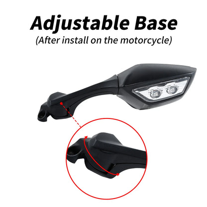 Rear View Mirrors with LED Turn Signals for Kawasaki Ninja ZX10R (2016-2023)