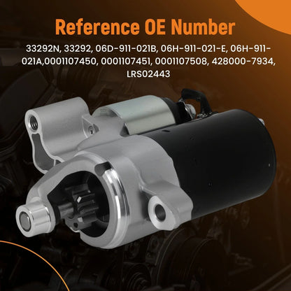 Starter Motor for Audi A4 Quattro/A5 L4 2.0L (2010–2016) LRS02443 1.1KW 10T