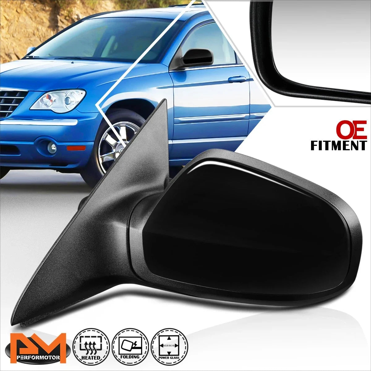 Side Rear View Mirror - Powered & Heated for Chrysler Pacifica (06-08)