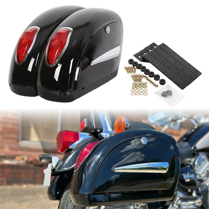 Integrated LED Light Saddle Bags for Sportster, Dyna, Harley