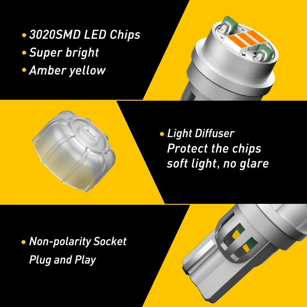 2X AUXITO Yellow Amber 175 2825 168 194 T10 LED Parking Light Bulbs