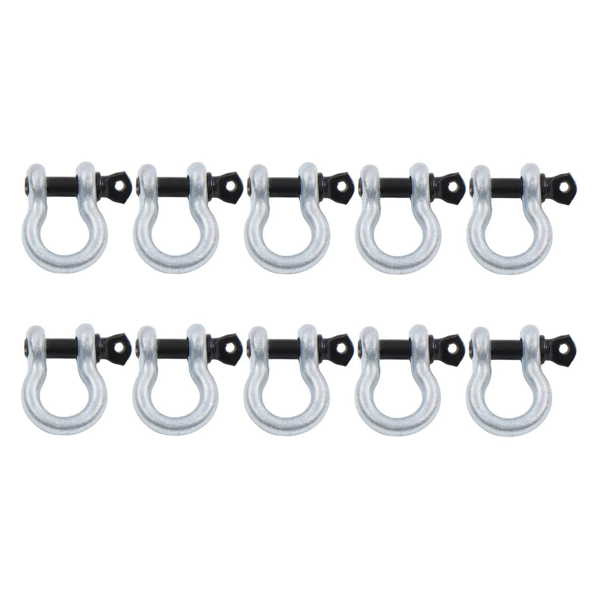 Set of 10 Bow-Shaped D Ring Anchor Shackles 3/8 Inch Silver