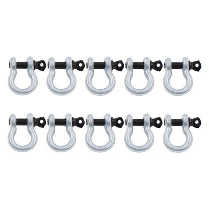Set of 10 Bow-Shaped D Ring Anchor Shackles 3/8 Inch Silver