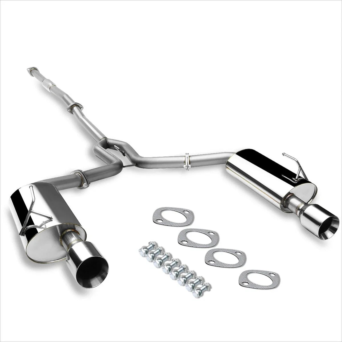 Dual 4" Rolled Muffler Tip Catback Exhaust System for Maxima 2004–2008