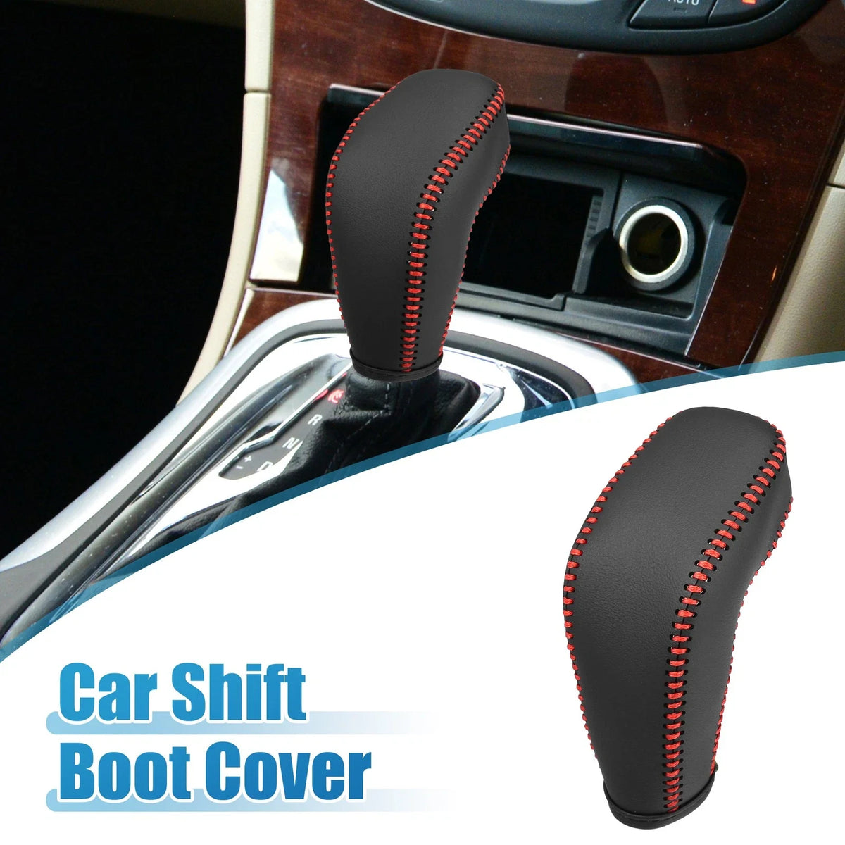 Shift Boot Cover for Buick Regal (2011–2017) - Black with Red Stitches