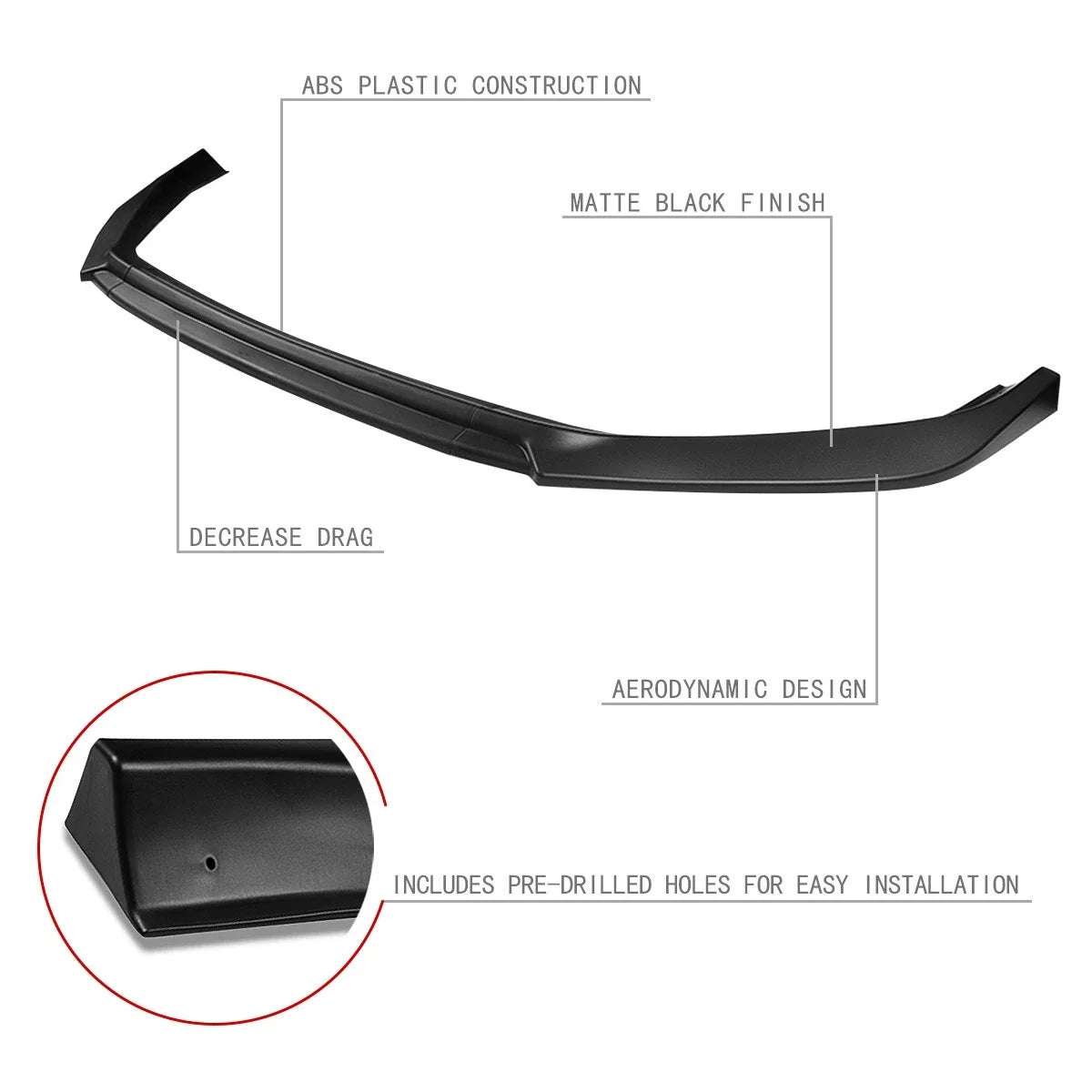 3Pc Front Bumper Lip Splitter Diffuser for VW Golf (2018–2021) Matte Black