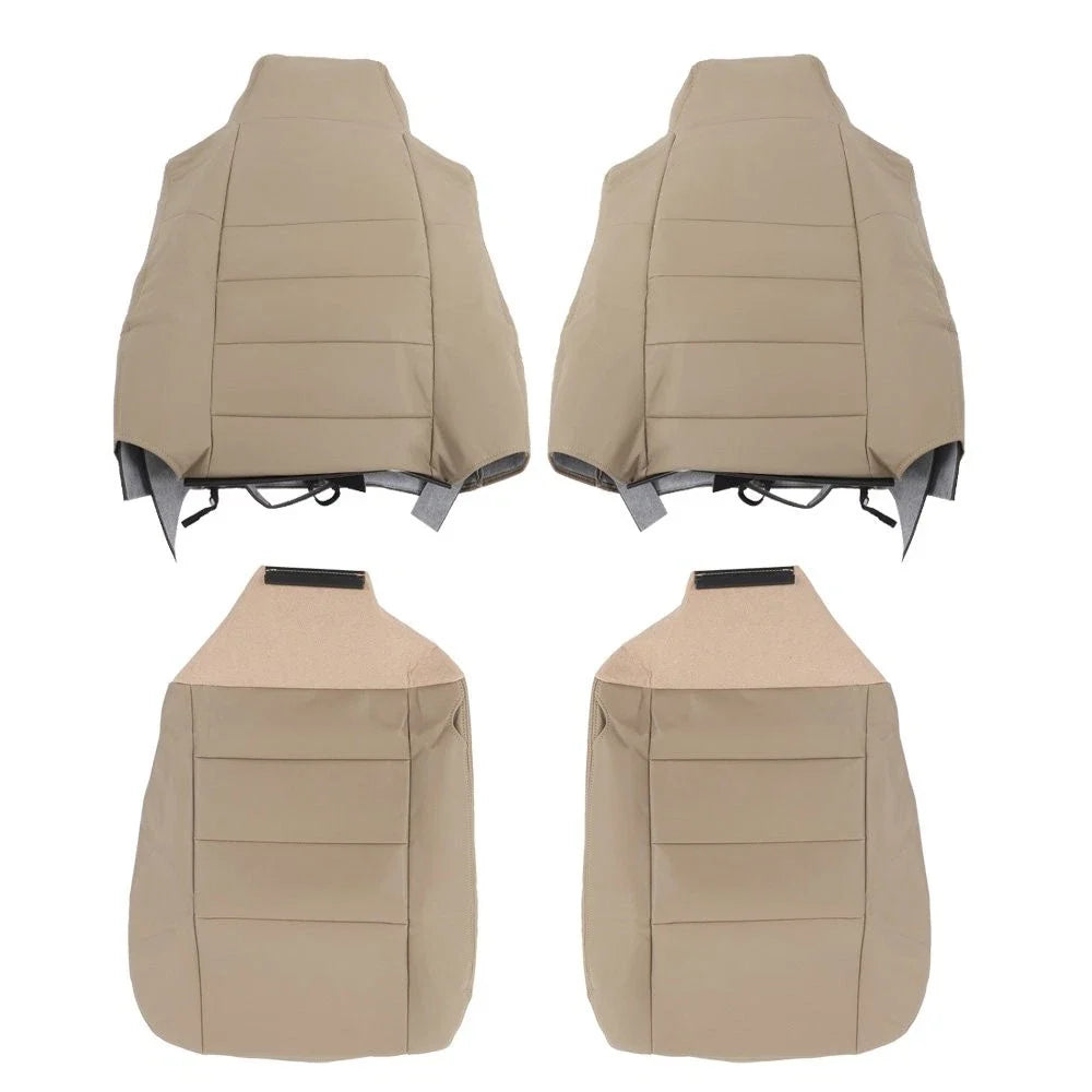 Set of 2 Front Bottom Top Seat Covers for Ford F250 F350 (2002–2007) Tan