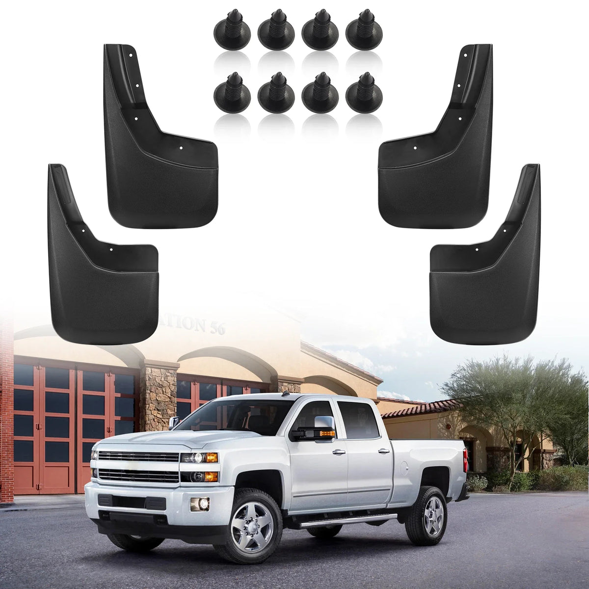 Set of 4 Mud Guards for Chevy Silverado 1500/2500/3500 (2014–2018)