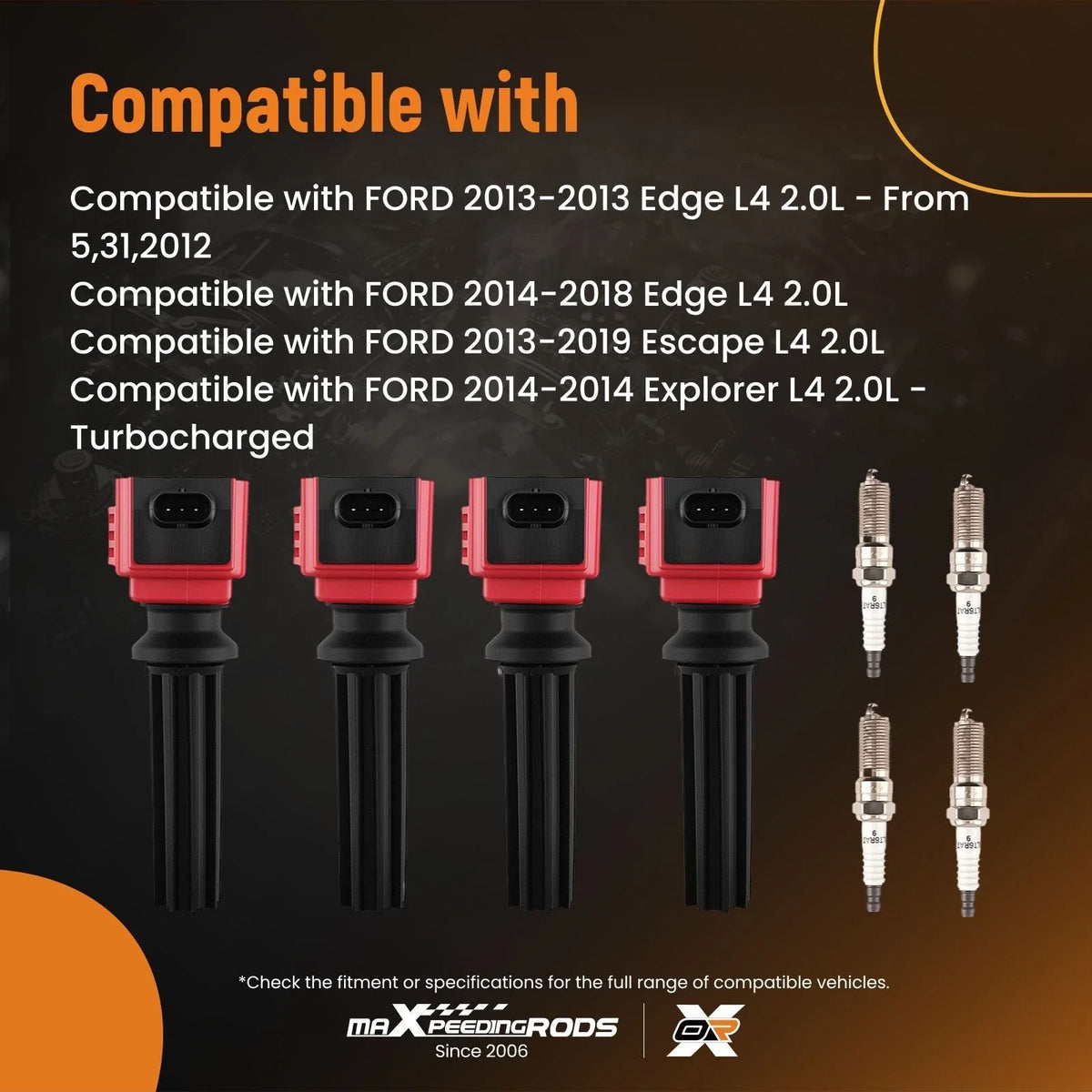4 Ignition Coils + Iridium Spark Plugs for 2014-2019 Ford Explorer