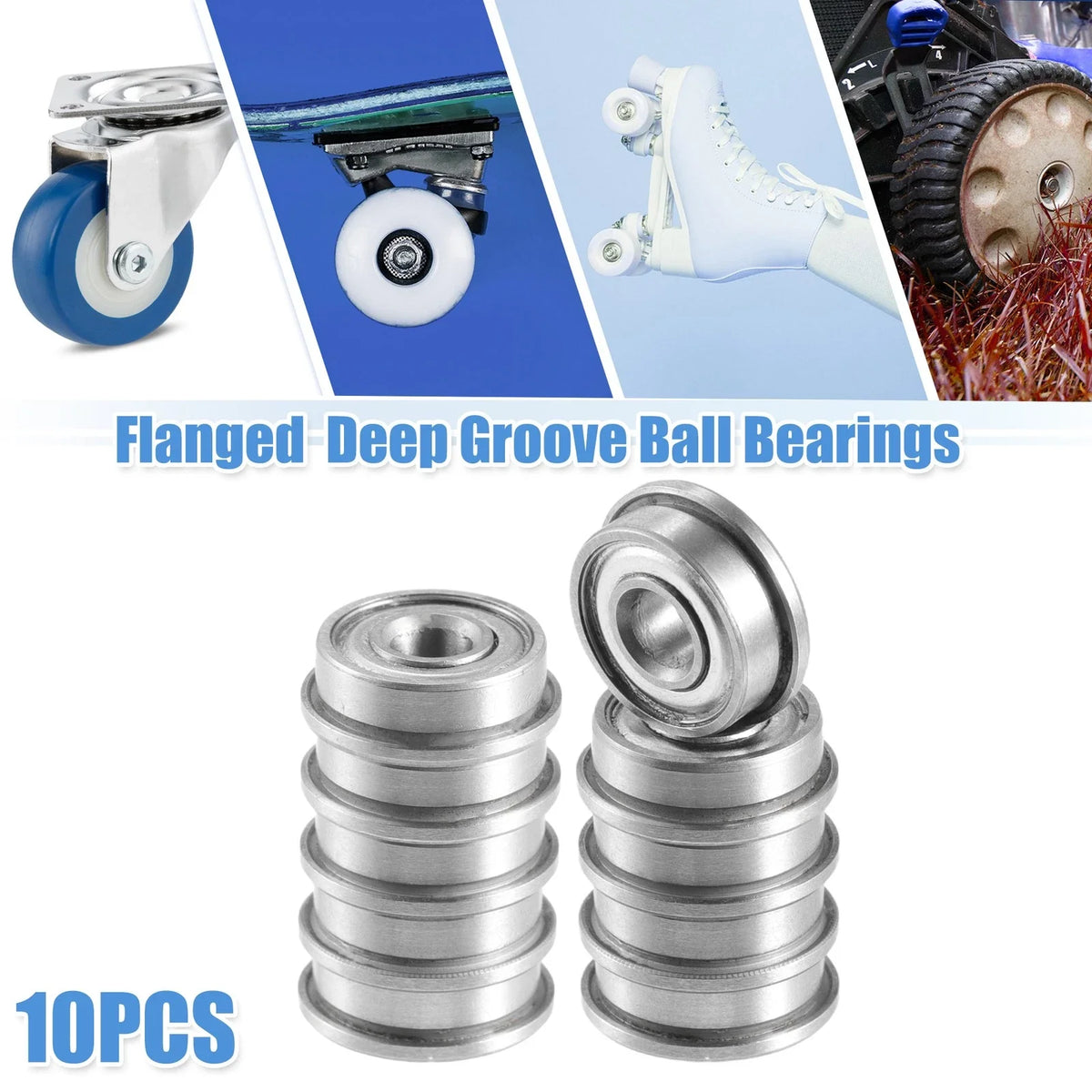 10 Pcs F694ZZ Flanged Bearings for Various Applications (703820135777)
