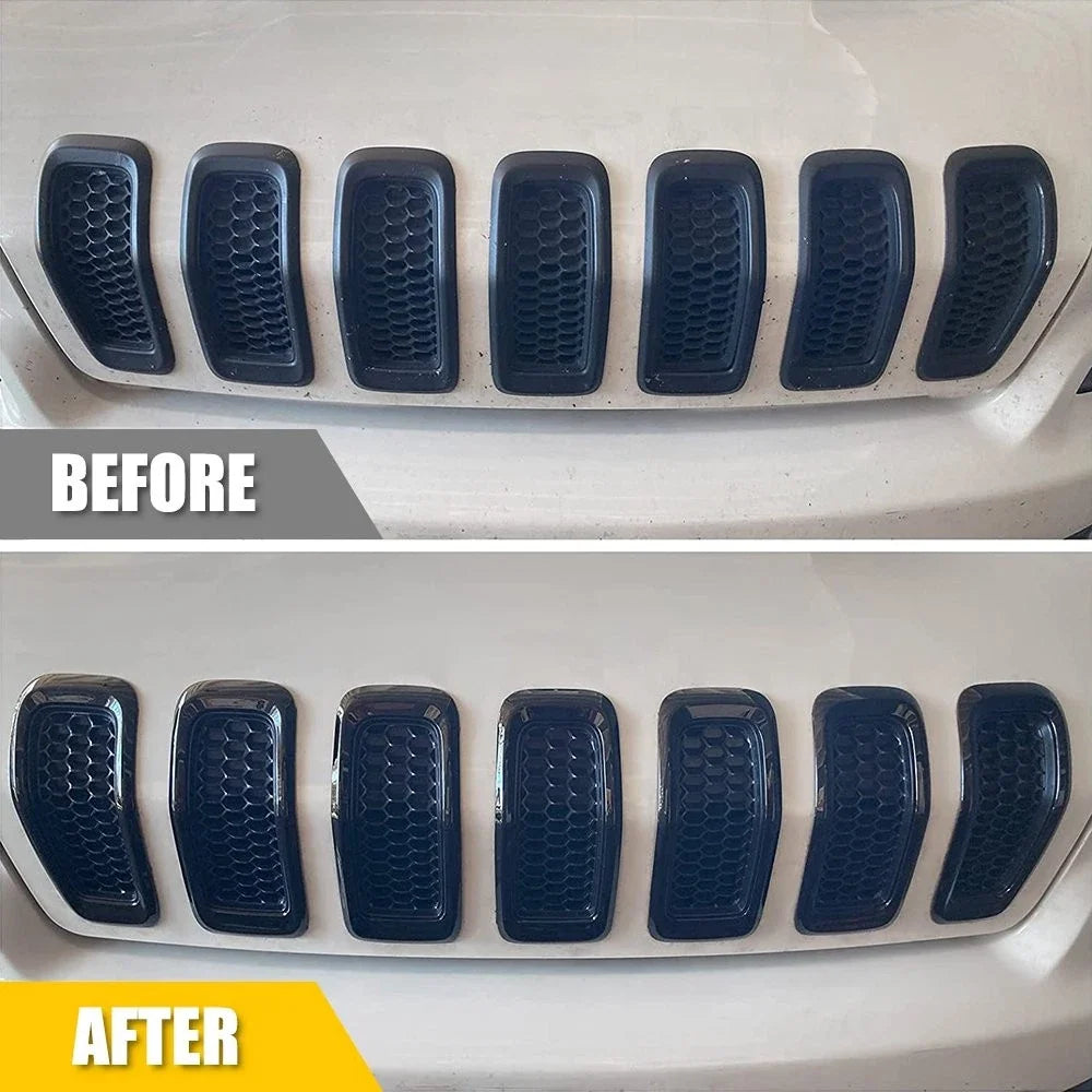 Honeycomb Mesh Front Grille Insert Gloss Black for Jeep Cherokee 2014-2018