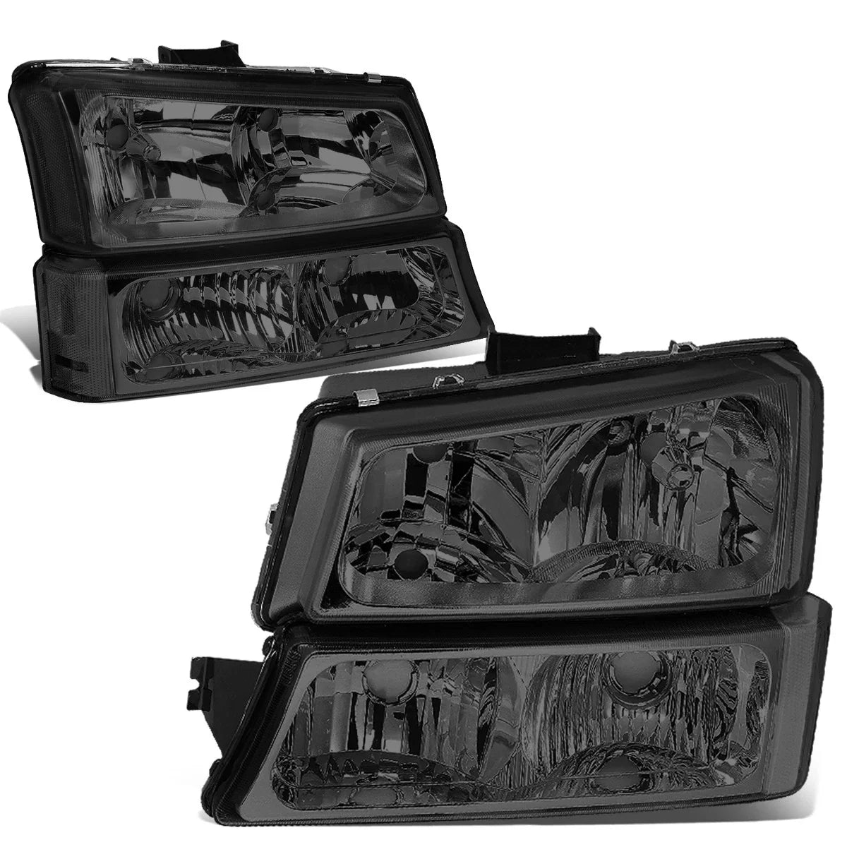 Smoke Headlight + Clear Bumper + Chrome Red LED Tail Light for Silverado (2003–2007)