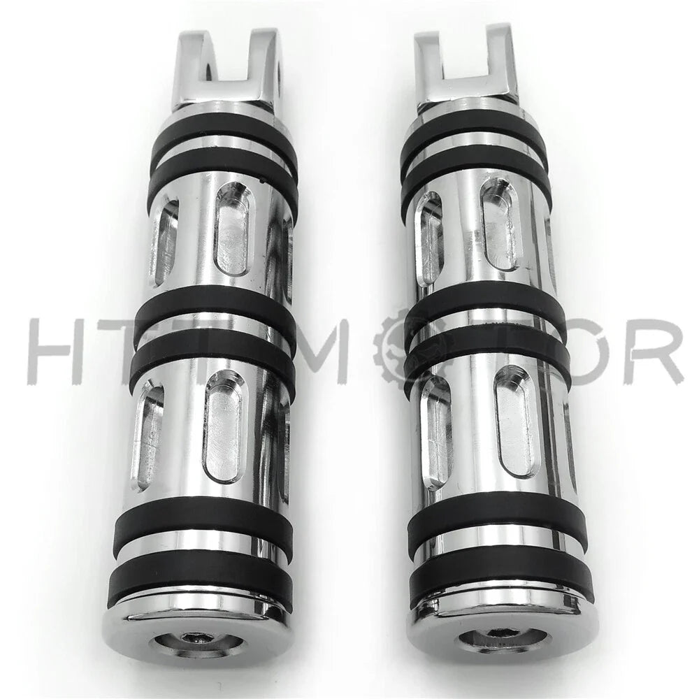 Chrome Edge Cut Footpegs for Harley FXBB FXBR FXBRS FXLR (2018–2023)