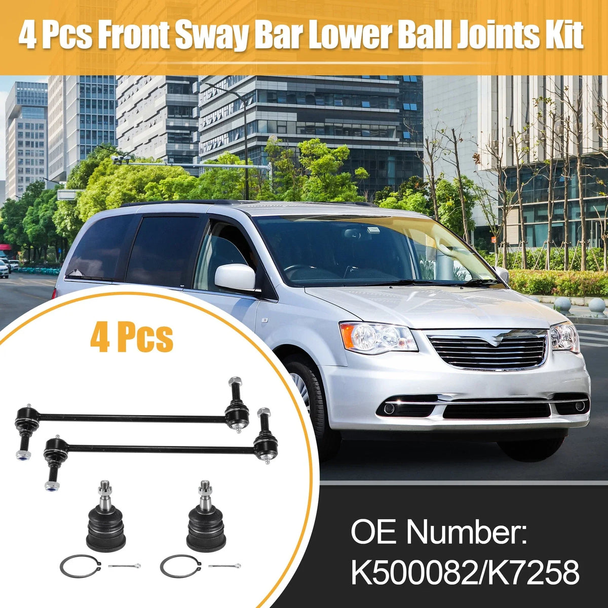 Set of 4 Front Sway Bar Links & Lower Ball Joints No.K500082 for Dodge Grand Caravan 
