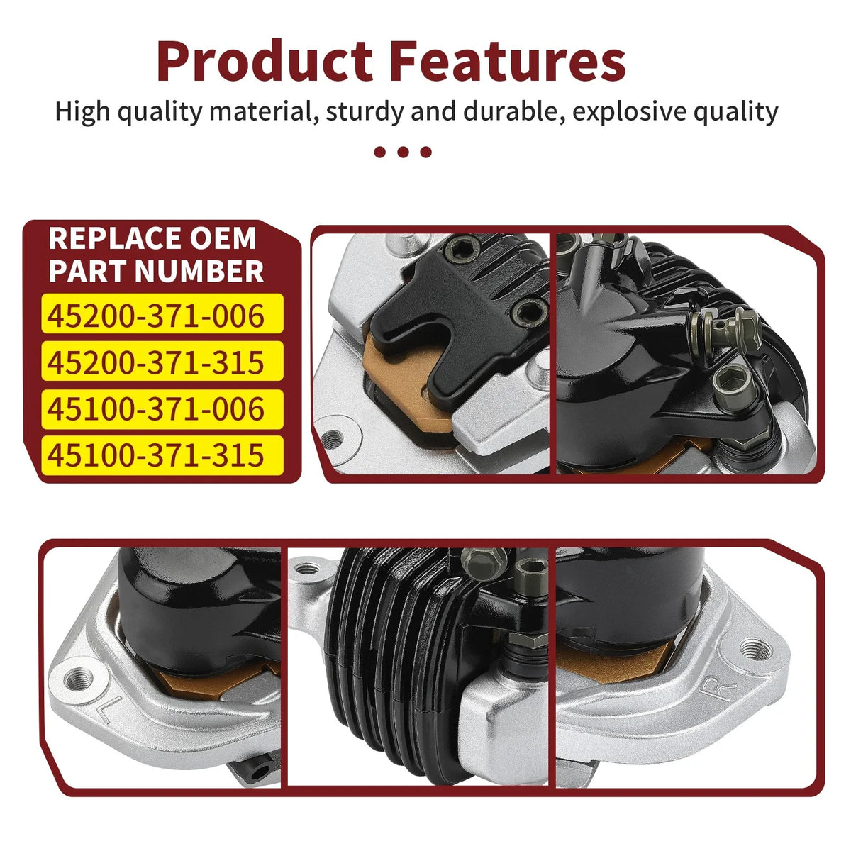 Front Left & Right Brake Caliper Assembly w/Pads for Goldwing 1000 (75-77)