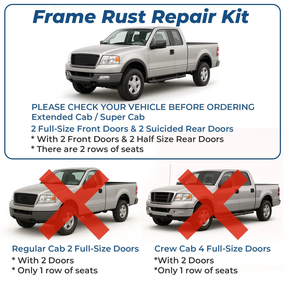 Mid Frame Rail Rust Repair Kit Pair for Ford F150 (2004–2008)