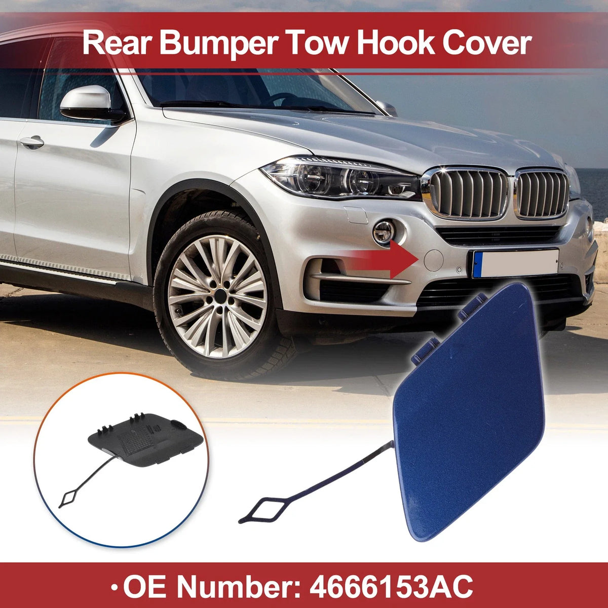 Rear Tow Hook Cover Cap for BMW 428i (2014–2016) No. 51127363264 Estoril Blue