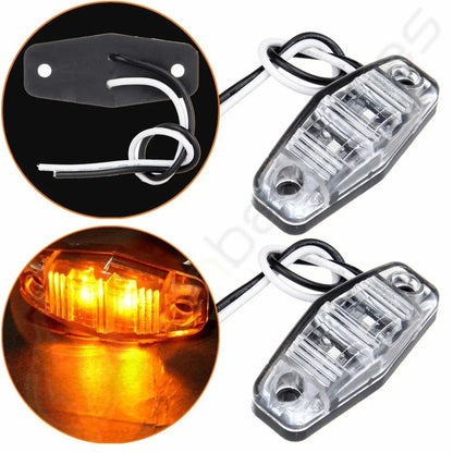 2X Clear Lens Amber LED Clearance Lamp Mini Side Marker 2.5