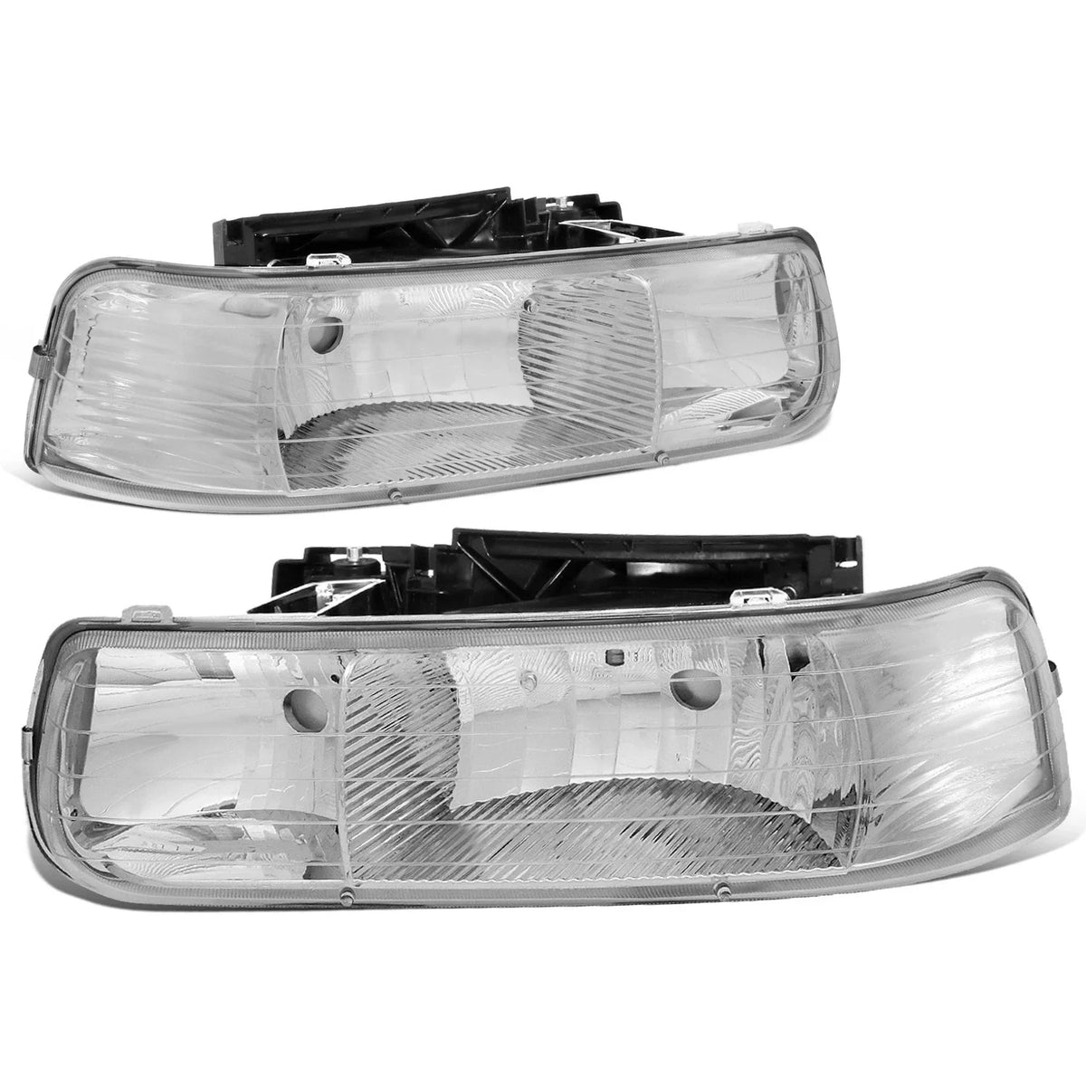 Chrome Crystal Headlight + Corner + Black 3D LED Tail Light for Silverado (1999–2002)