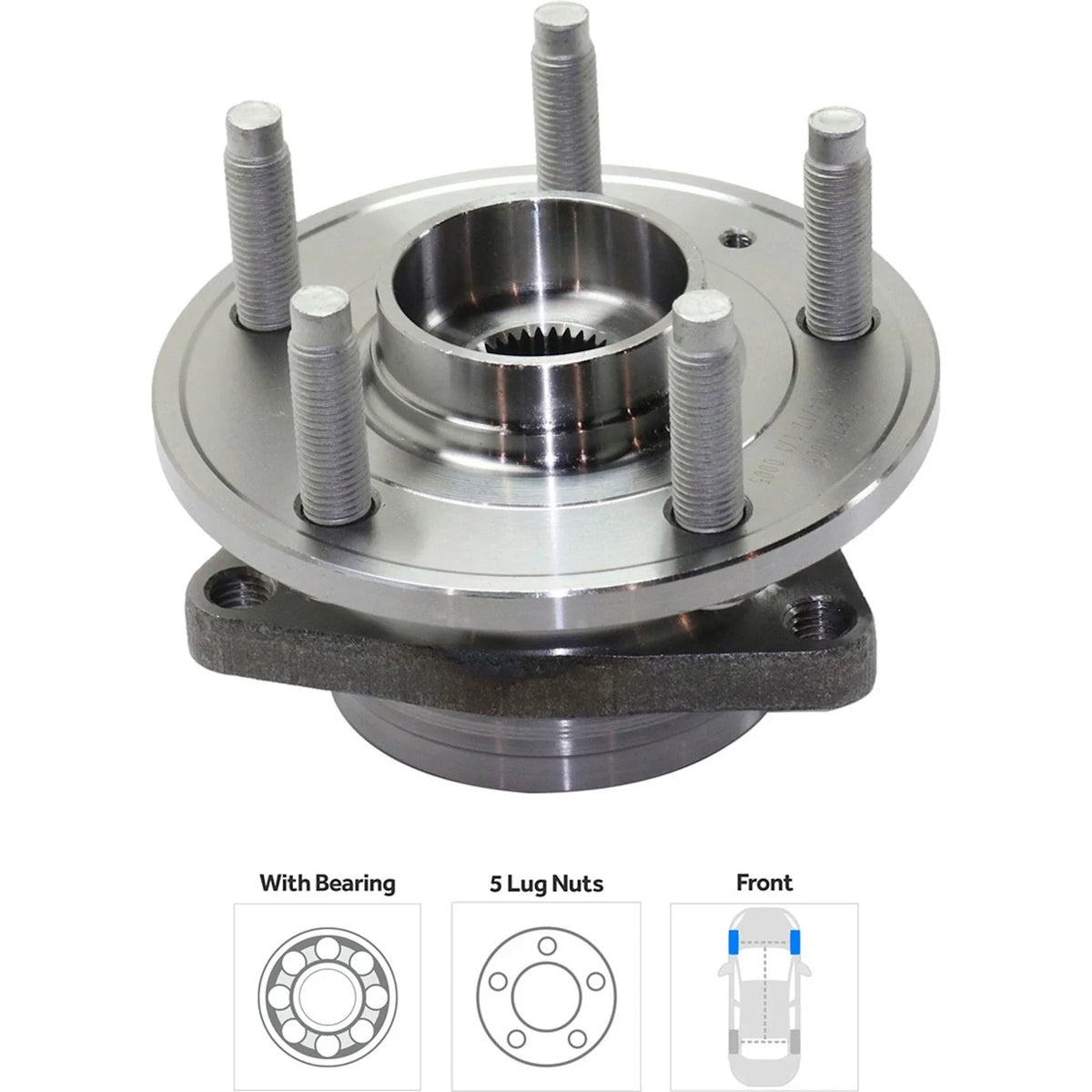 Front & Rear Wheel Hubs with Bearing for 2011-2012 Chevrolet Cruze