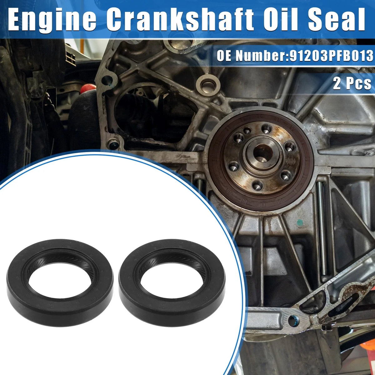 2X Engine Camshaft Seals for Honda CR-V (1997–2001) Rubber Black