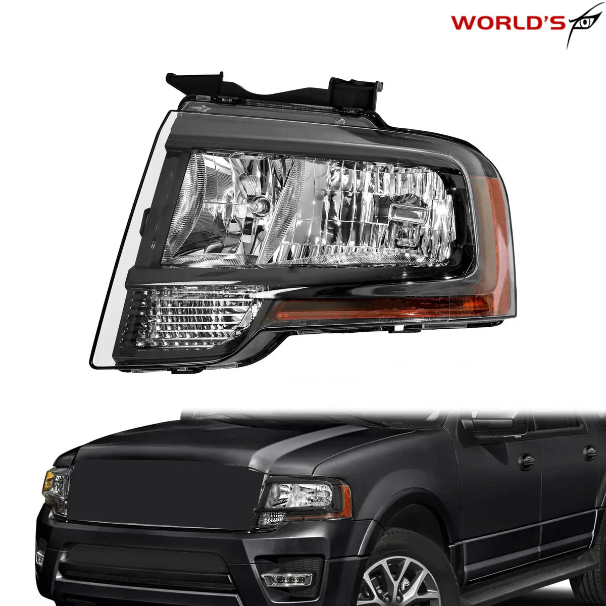 Halogen Headlight for Ford Expedition (2015–2017) Black Left Side