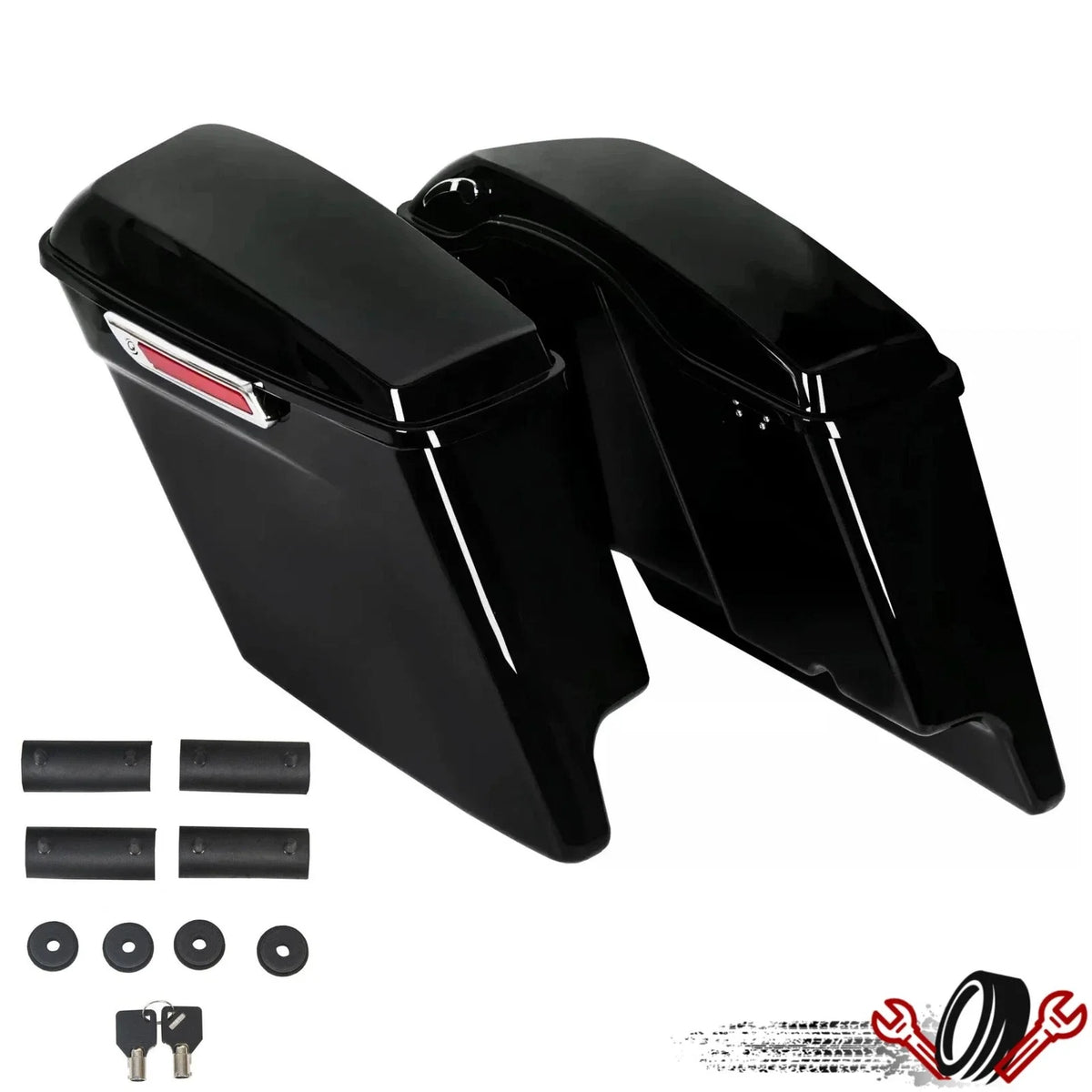 5" Stretched Saddlebag Bags with Latch for Harley Touring (1993–2013)