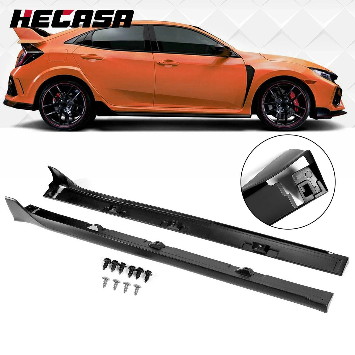 Side Skirt Extensions LX EX SI Type-R Style for 2016-2021 Honda Civic