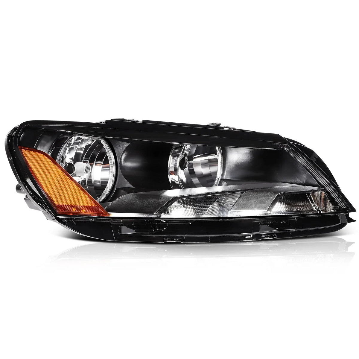 Black Housing Headlight Assembly for Volkswagen Passat (2012-2015) Left+Right