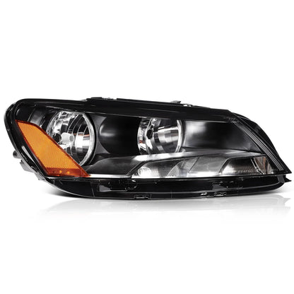 Black Housing Headlight Assembly for Volkswagen Passat (2012-2015) Left+Right