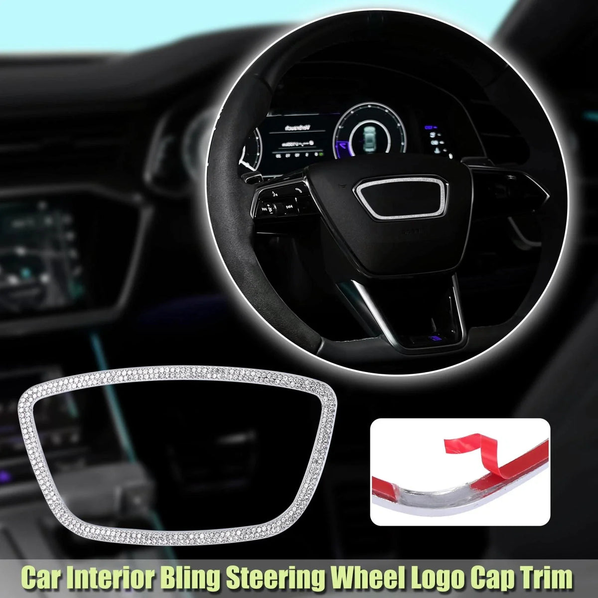 Steering Wheel Trim Cover Sticker for Audi Q7 (2007–2015) Silver Tone