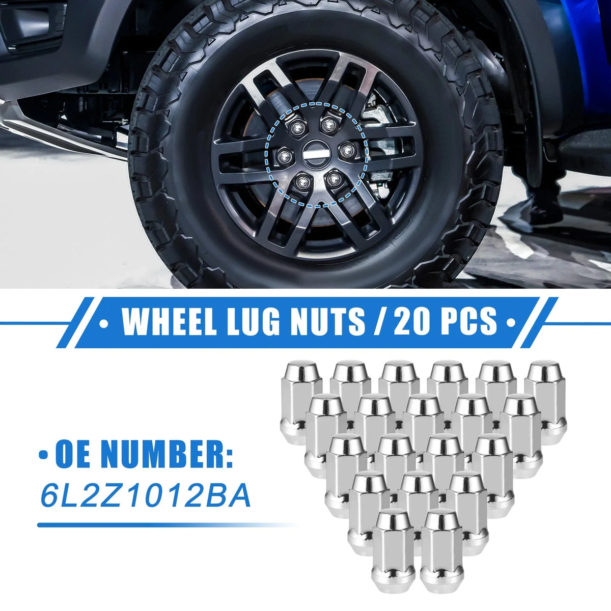 20 Pcs Wheel Lug Nuts for Ford Explorer, Lincoln MKS (1/2-20)