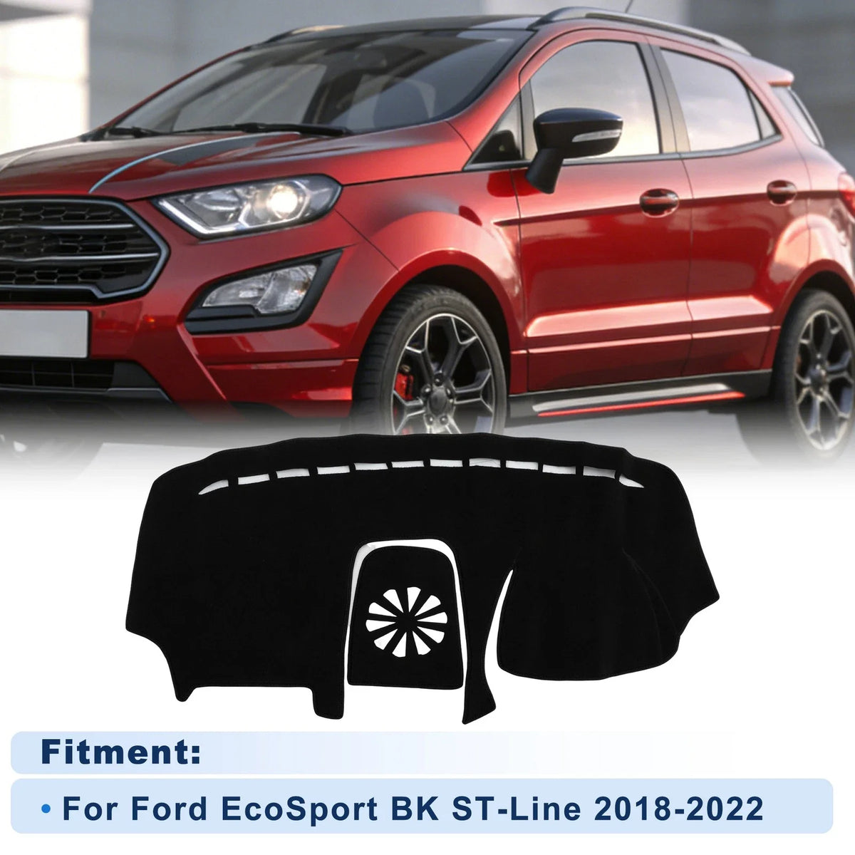 Dash Cover for Ford EcoSport (2018–2022) Polyester Black Set of 1