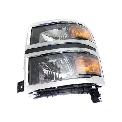 Headlight Set for Chevrolet Silverado 1500 (2014–2015) Halogen Chrome