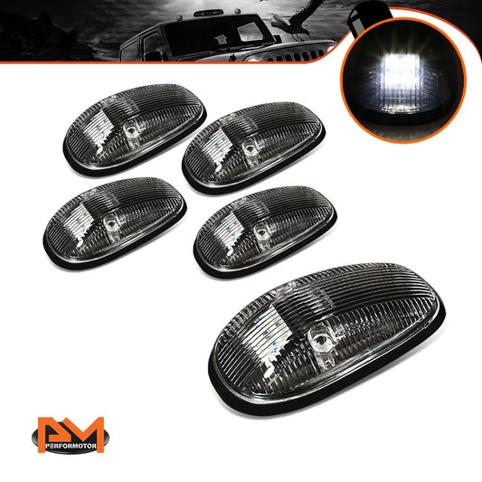 5Pcs Cab Roof Running Light Black Housing White LED for Dodge Ram (1999–2001)