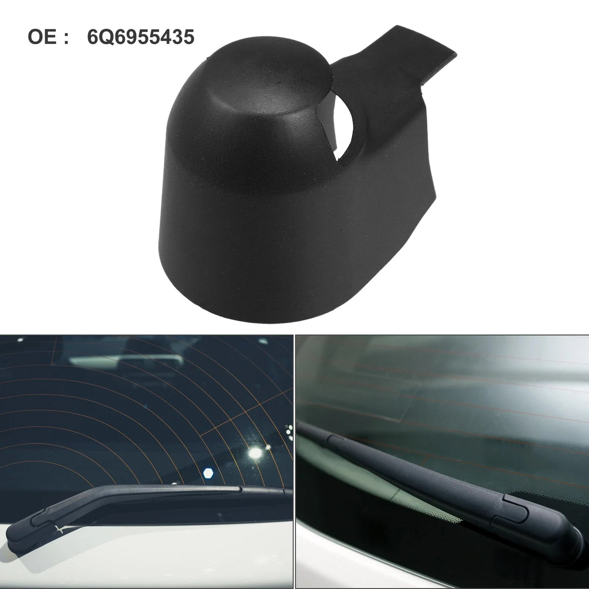 Rear Windshield Wiper Arm Nut Cover Cap for Volkswagen GTI (Pack of 1) Black