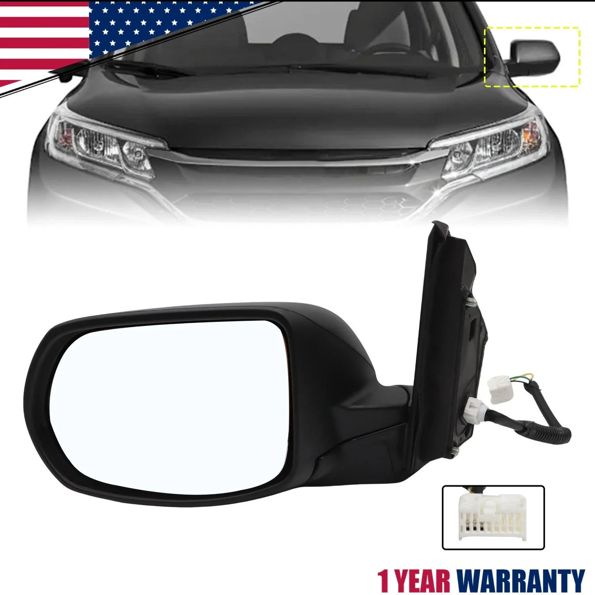 Left Side Mirror for Honda CR-V (2012–2016) - Paintable