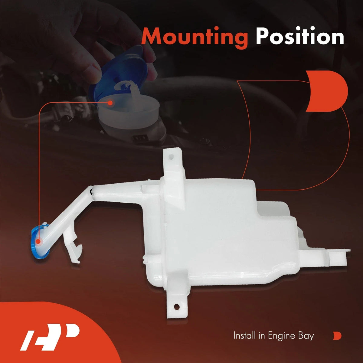 Windshield Washer Tank Assembly with Cap & Pump for Nissan Versa 2014-2019