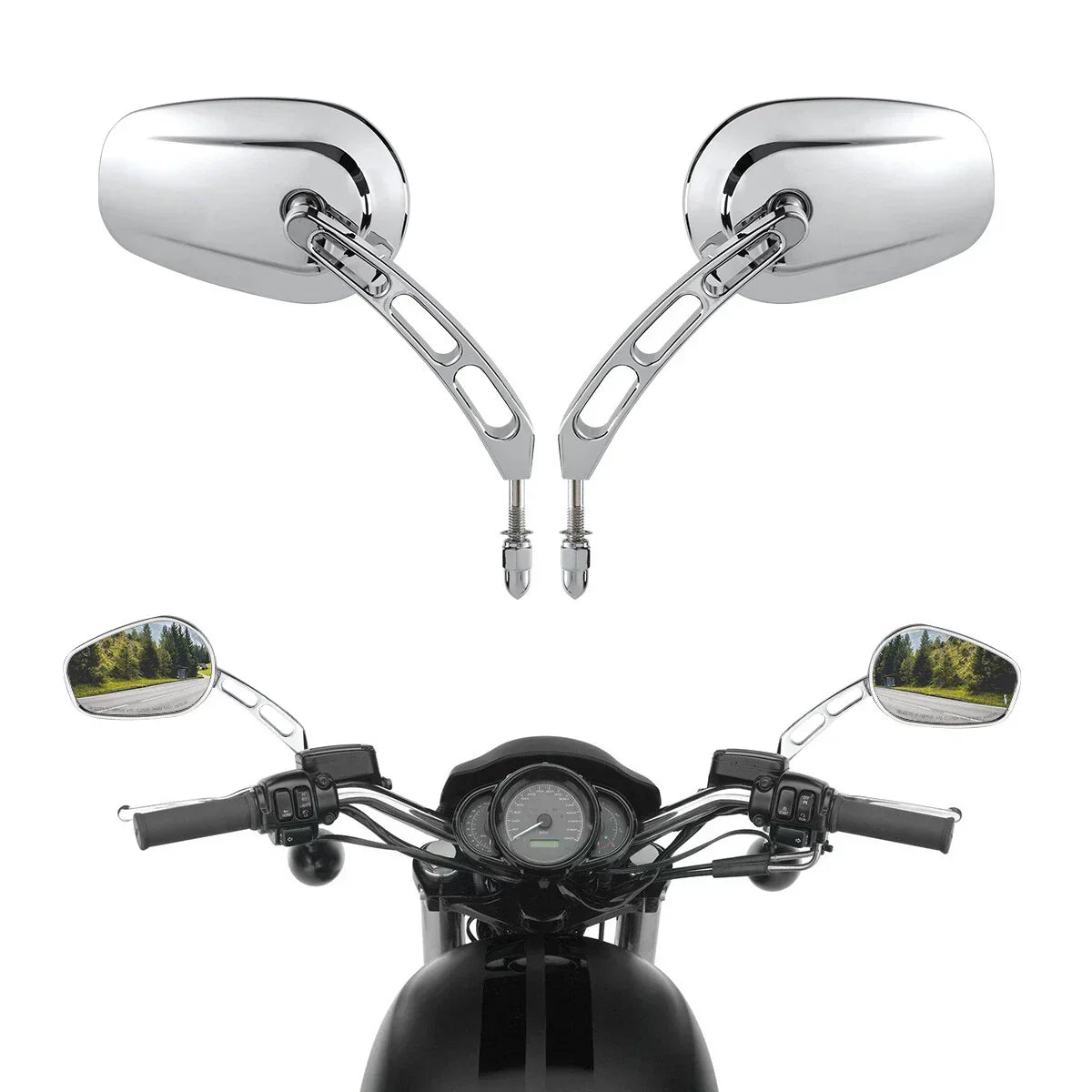 Rearview Mirrors in Chrome for Harley Electra Glide & CVO Freewheeler
