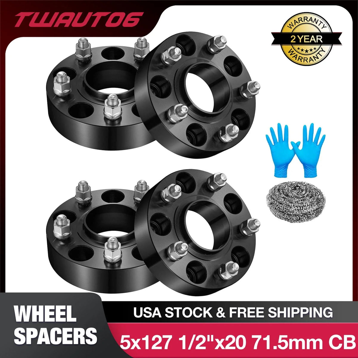 4PCS 1" Thick Hubcentric Wheel Spacers for Jeep Wrangler Commander (2018–2024)