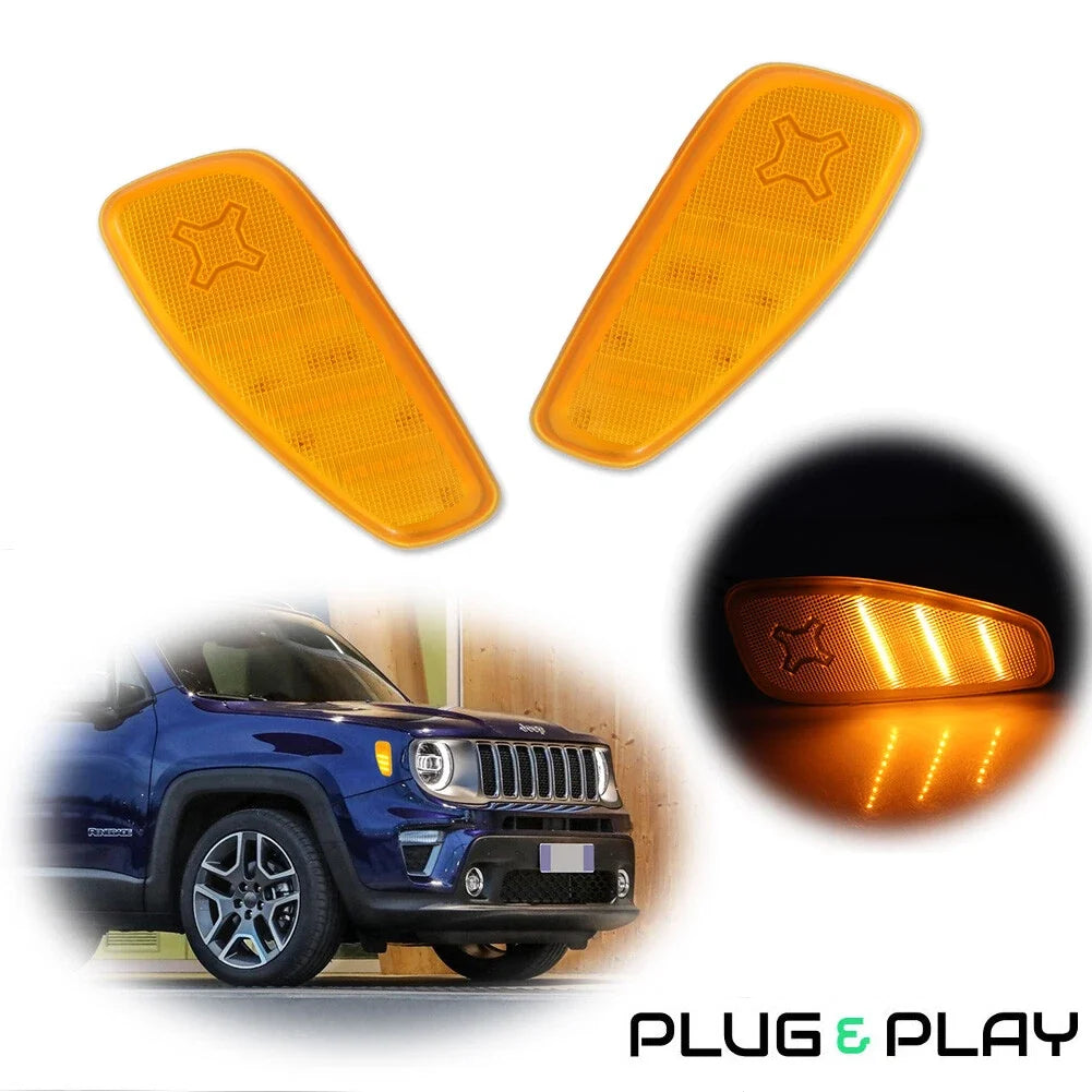 Amber Lens LED Front Side Marker Lights for Jeep Renegade (2015–2022)