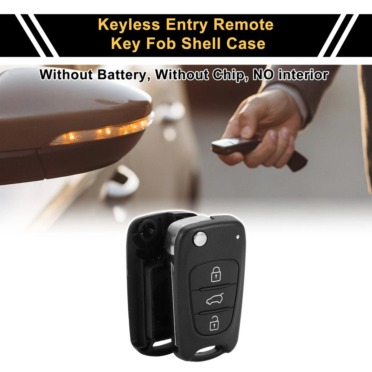 3 Button Key Fob Shell Case for Kia Rio (2011) - Black