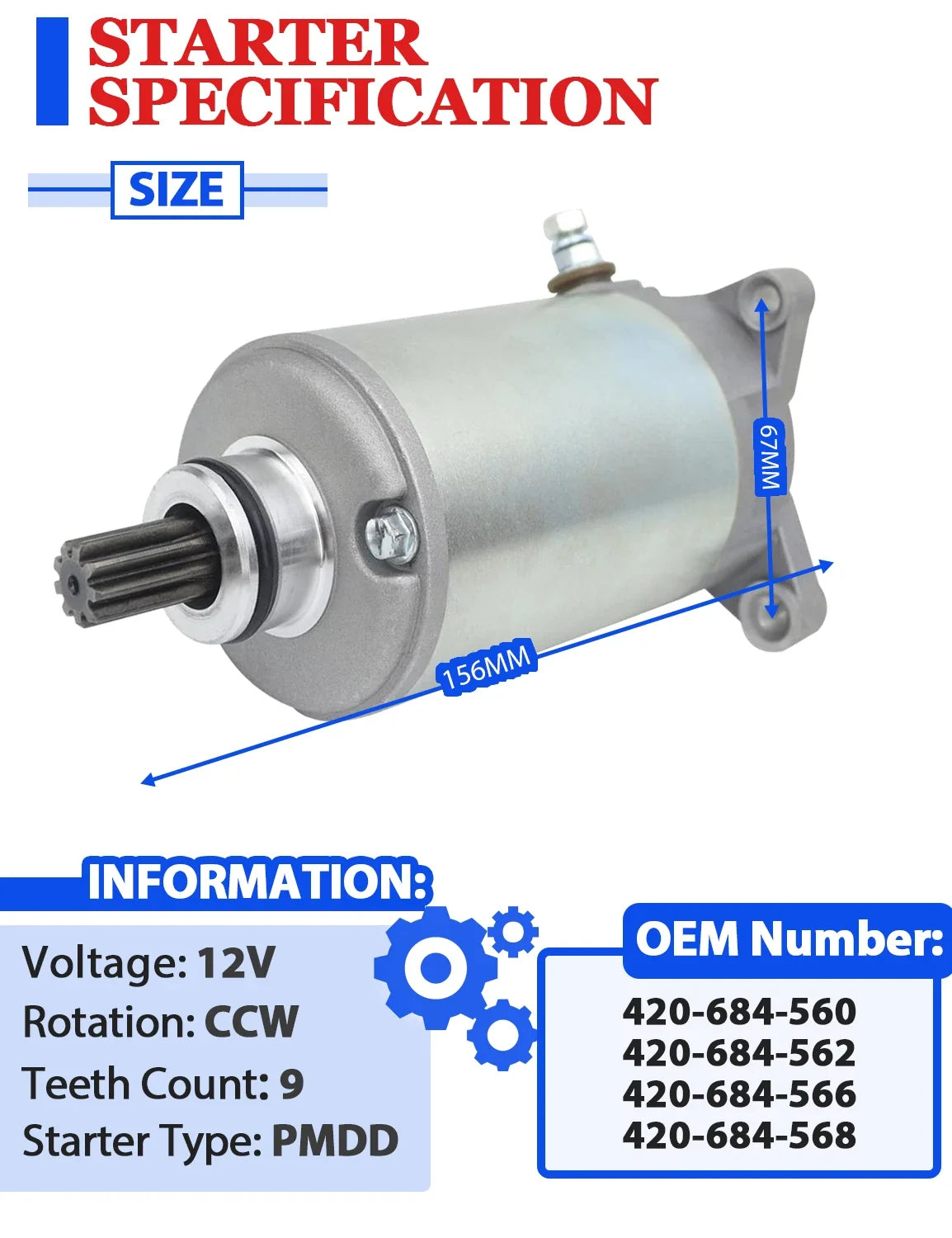 Starter for Can-Am Commander 800R (2012–2020) with Relay