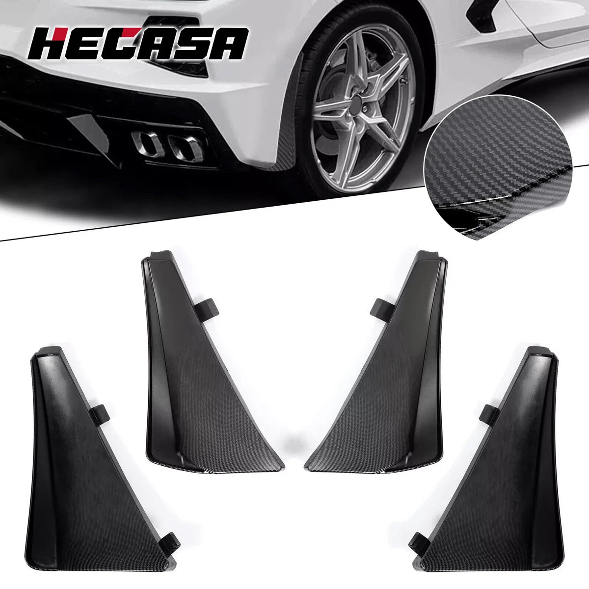 XL Carbon Style Extended Mud Flaps for C8 Corvette (2020–2023)
