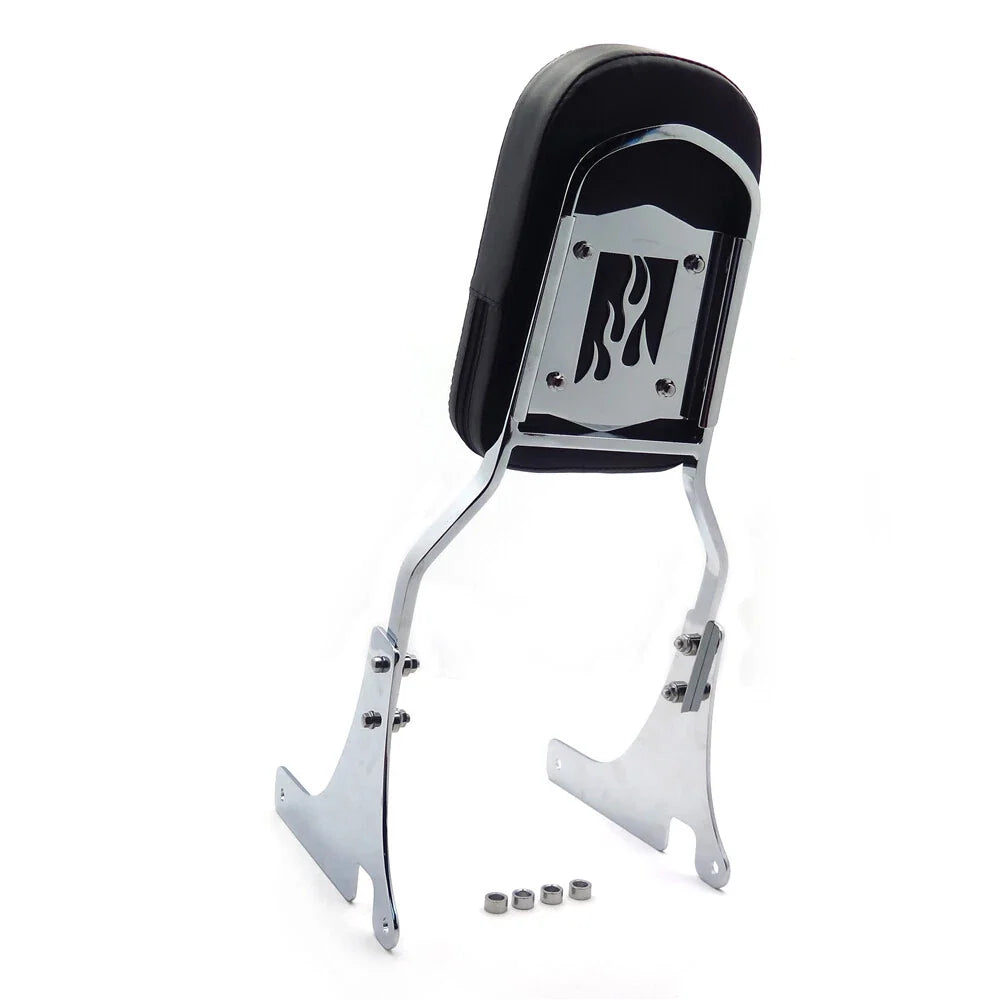 Chrome Flame Backrest Sissy Bar w/ Leather Pad for Kawasaki Vulcan 800 (1996–2006)