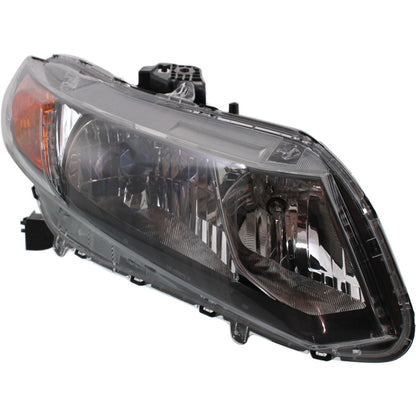 Passenger Side Headlight for Honda Civic (2012) Halogen with Bulb