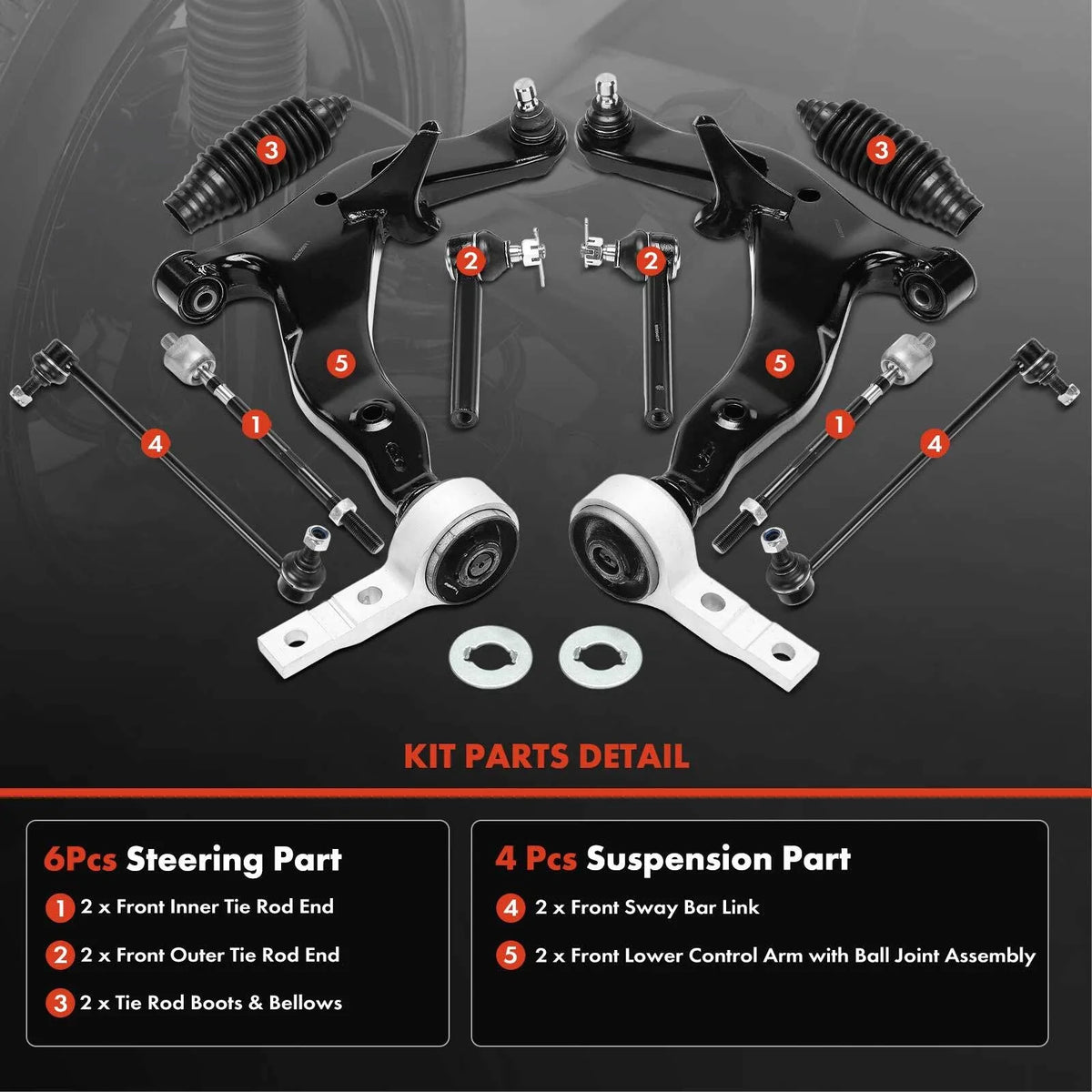 Control Arm Kit with Ball Joints - 10pcs for Nissan Murano 2005-2007