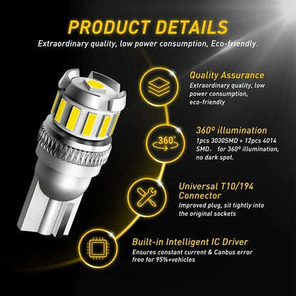Interior Light Bulb T10 194 168 2825 SMD LED for Multiple Vehicles