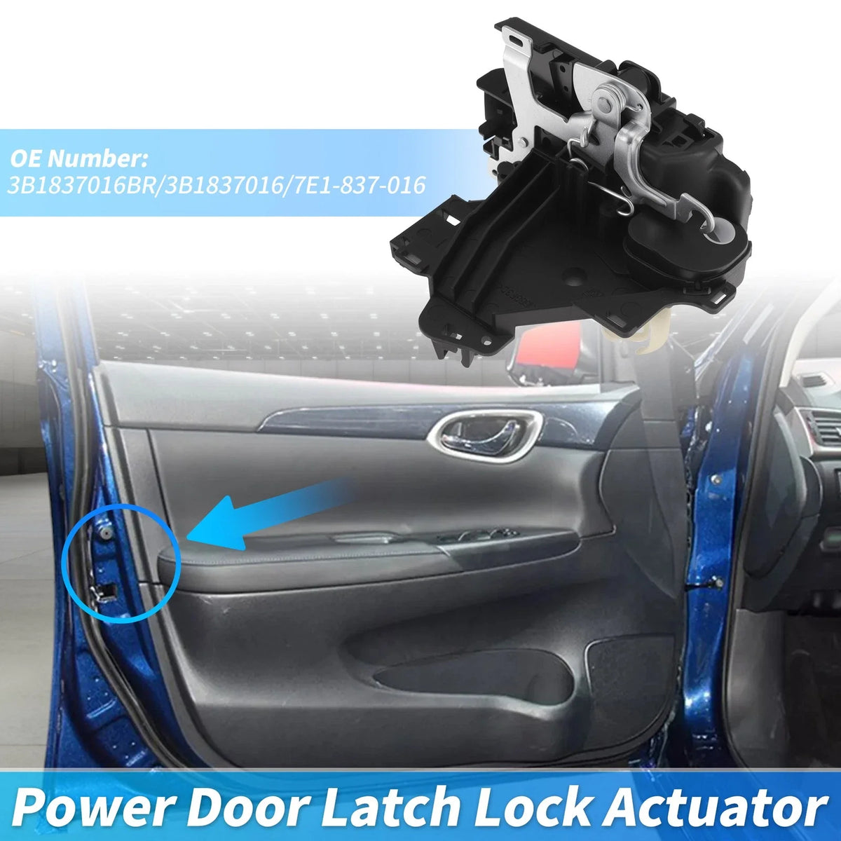 3B1837016BR Front Right Power Door Lock Actuator for Volkswagen GTI (2006–2007)